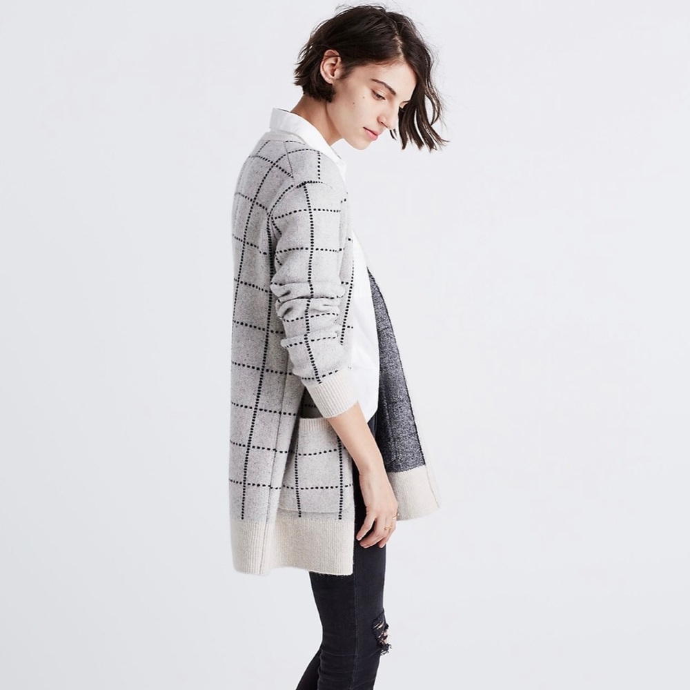 Madewell Ryder Cardigan in windowpane - Picture 3 of 14